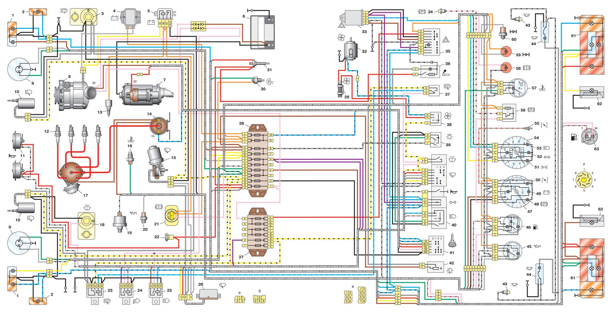 Общая схема электрооборудования ВАЗ 2121 Нива