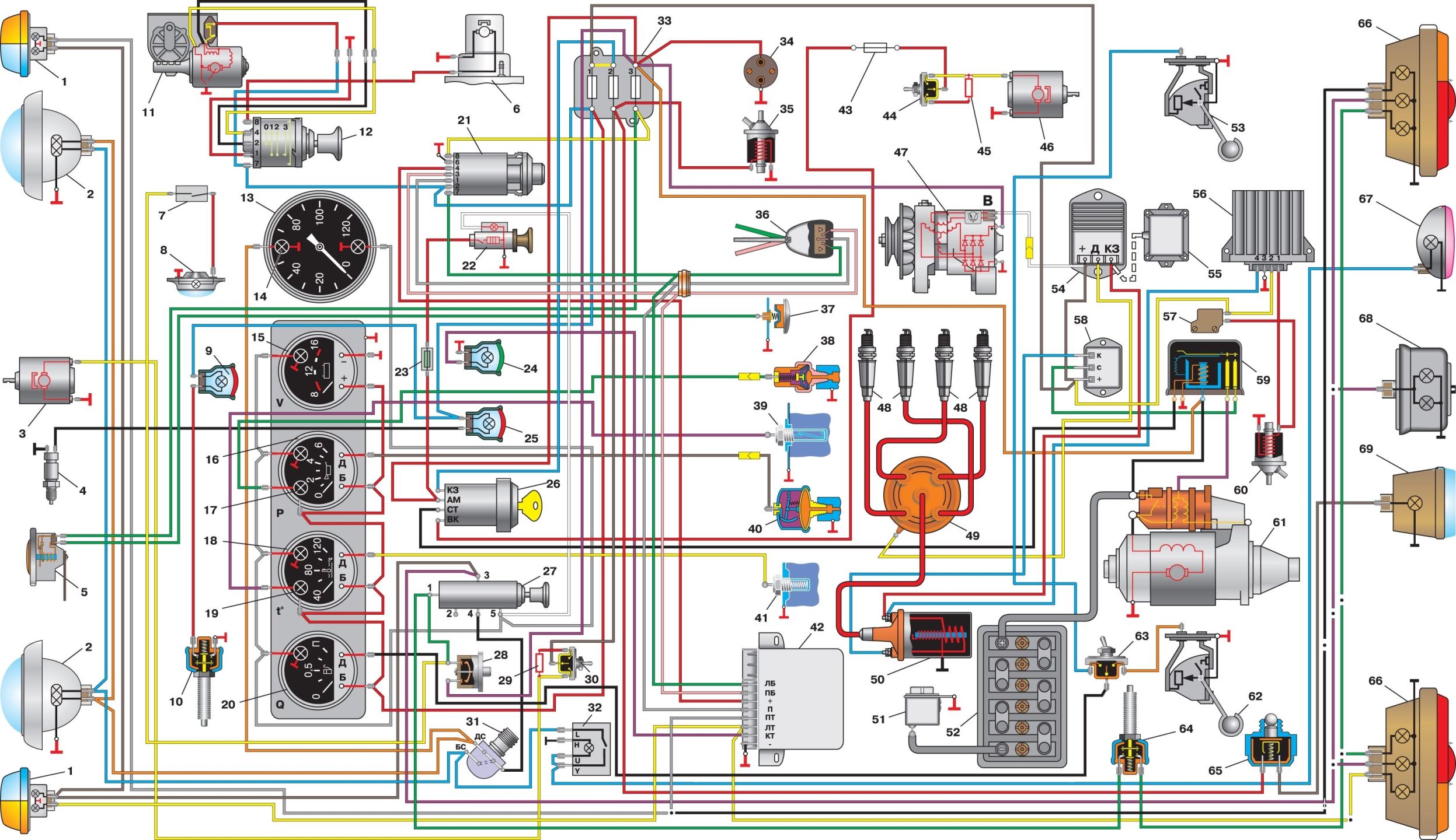 Схема электрооборудования автомобилей УАЗ–3303