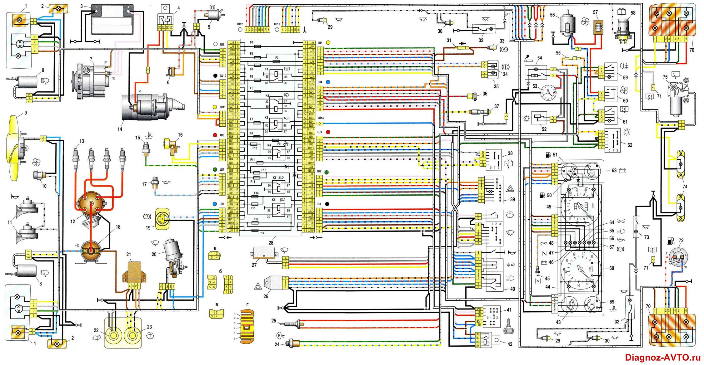 Общая схема электрооборудования ВАЗ-21047